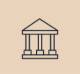 Minimal courthouse icon on beige background