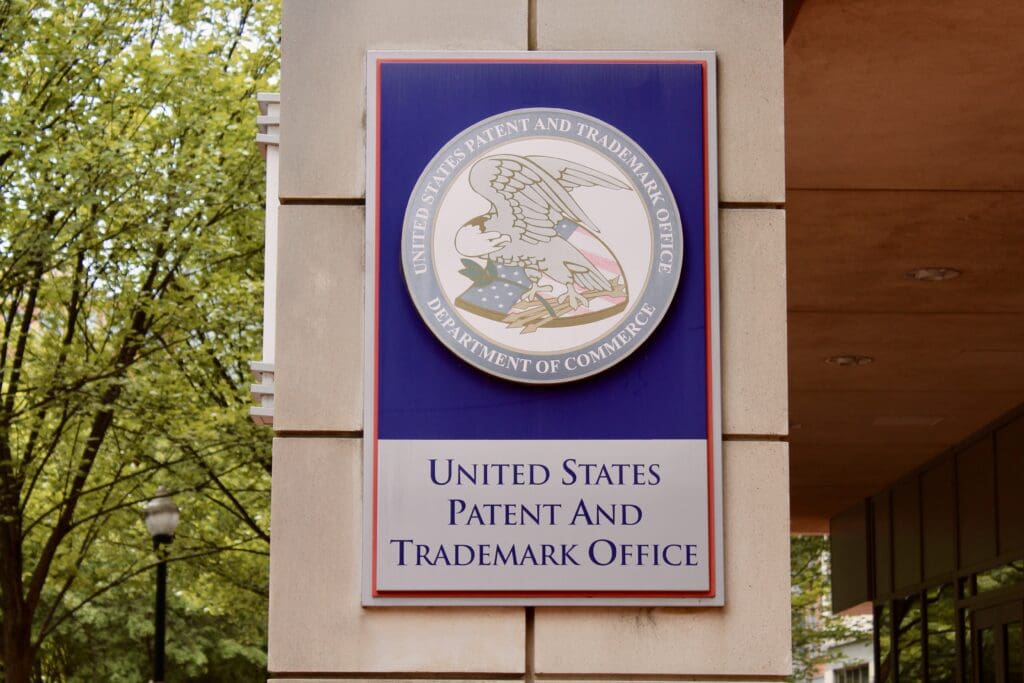 US Patent and Trademark Office round seal sign